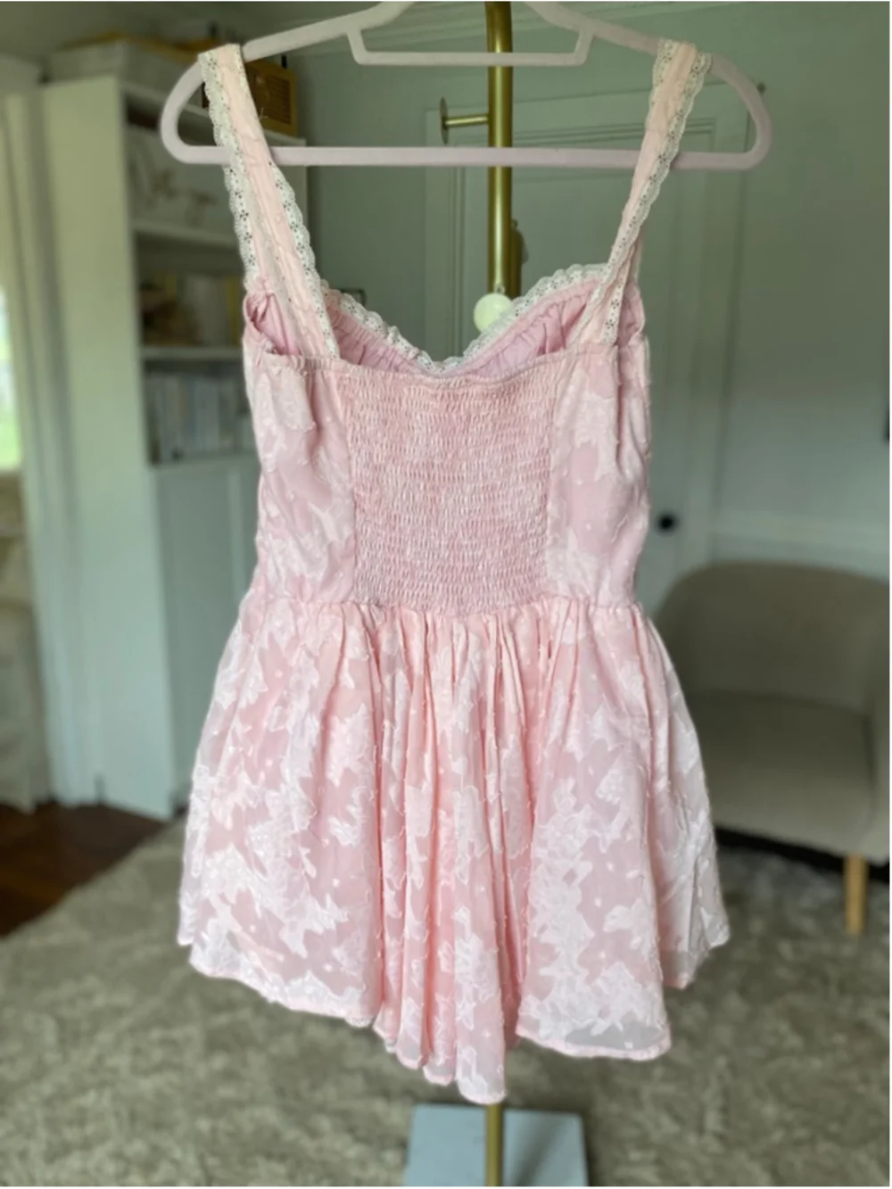 SHEIN Corset Babydoll Mini Dress Coquette Blush Pink Lace Romantic Fairy NWT - Picture 3 of 7